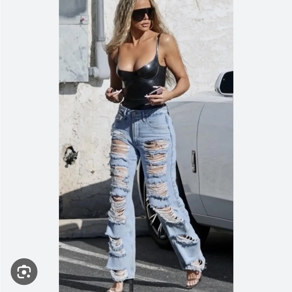 BNWT Good American Good 90s ripped jeans sz 30/10 purple haze